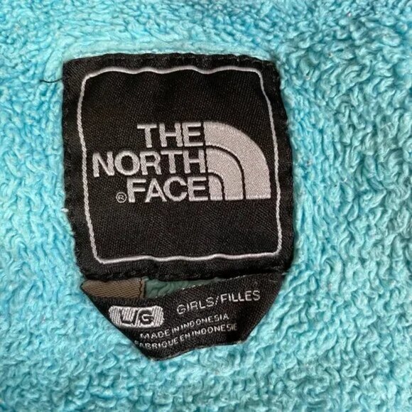 The North Face Girls Oso Hoodie Jacket Full Zip Fleece Pockets Aqua Blue Size L - Picture 10 of 12